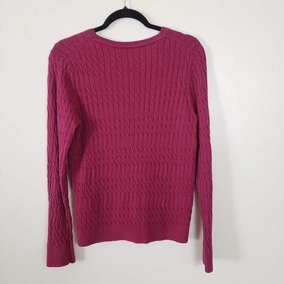 Tommy Hilfiger Women's Sweater Medium Red Cable Knit Preppy Classic Academia - Picture 6 of 7